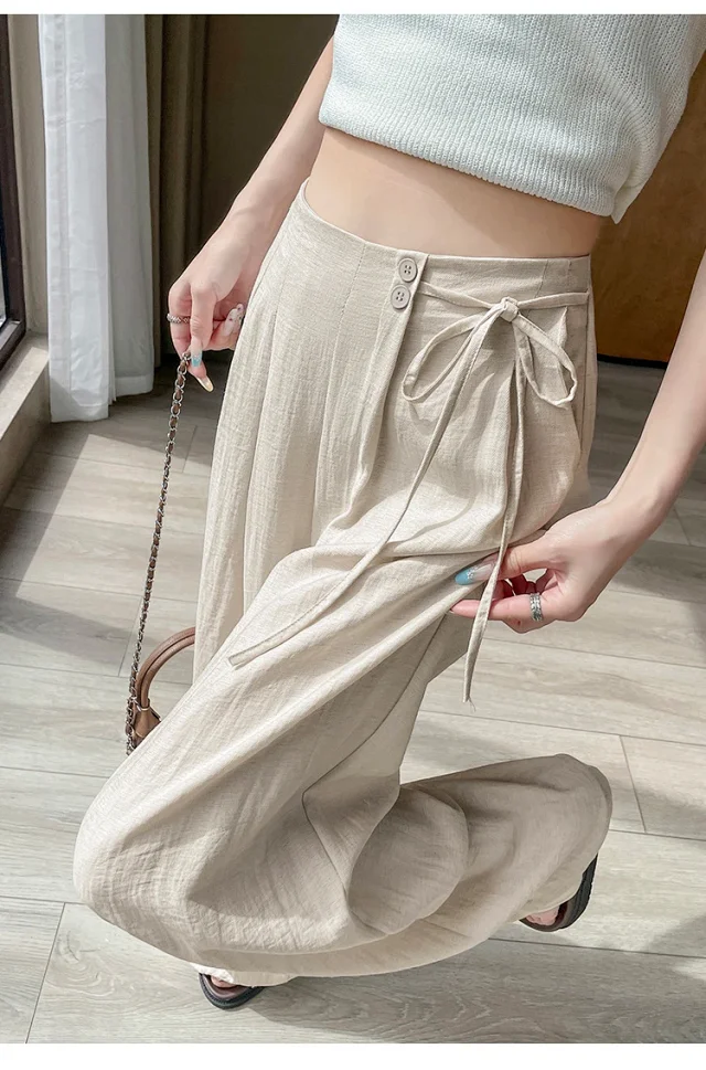 Women's Summer Linen Wide-leg Pants Detail