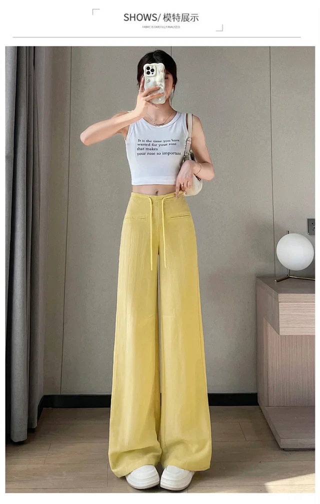 Lyocell Linen Straight Leg Pants for Women 2025 Summer Detail
