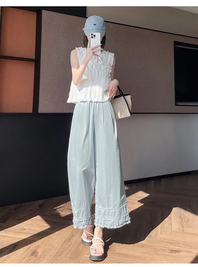 2025 Summer Lace Wide - Leg Capris for Women Detail