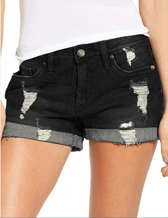 Elastic Ripped Denim Shorts for Women (EU/US Stock) Detail