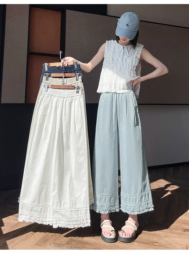 2025 Summer Lace Wide - Leg Capris for Women Detail