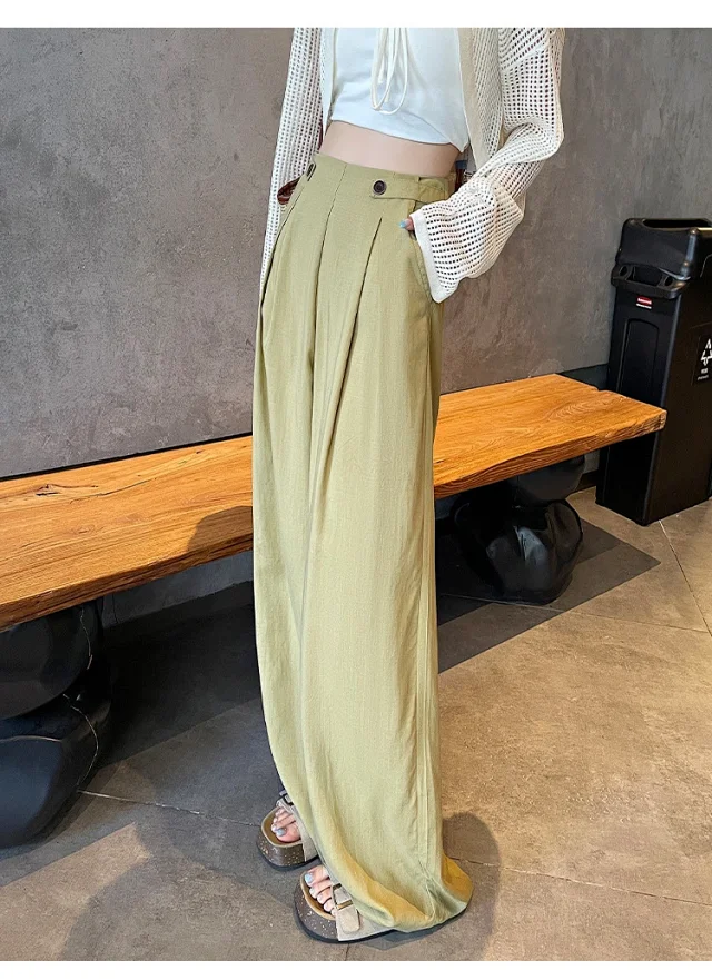 Summer Thin Tencel White Pants Detail