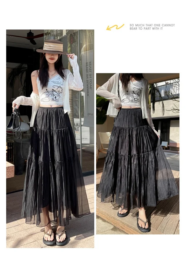 2025 Summer High-Waist A-Line Cake Skirt for Women Detail
