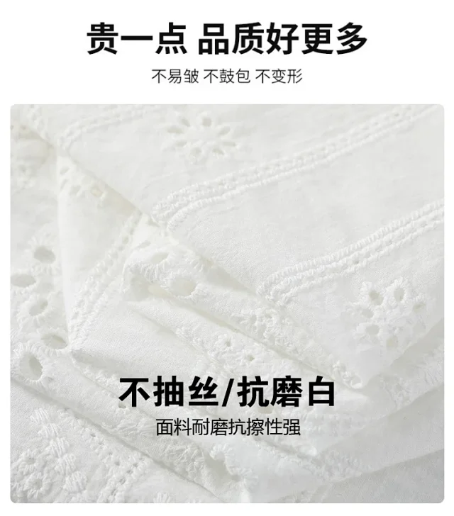 White Lace Hollow-out Women's Wide-leg Pants Detail
