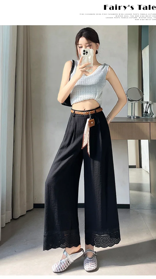 2025 Summer Linen Cropped Trousers Detail