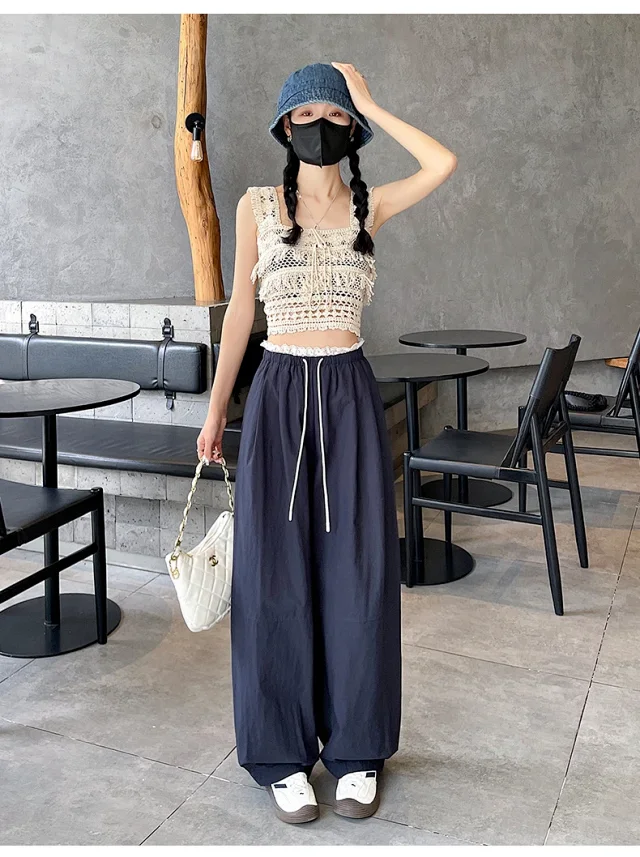 Summer Japanese Style Ice Silk Balloon Pants Detail