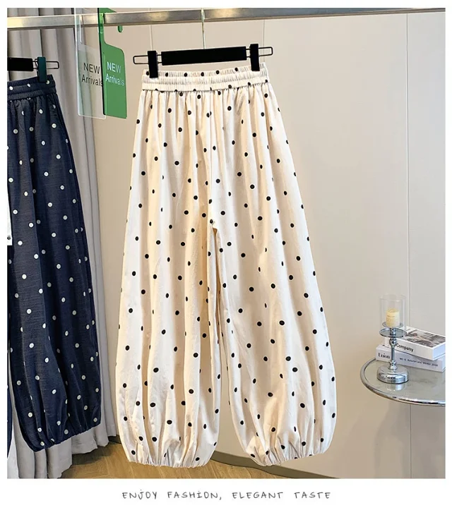 2025 Summer Linen Polka Dot Balloon Pants Detail