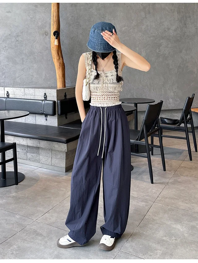 Summer Japanese Style Ice Silk Balloon Pants Detail