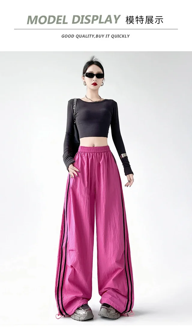 2025 Summer American Striped Cargo Pants for Women Detail