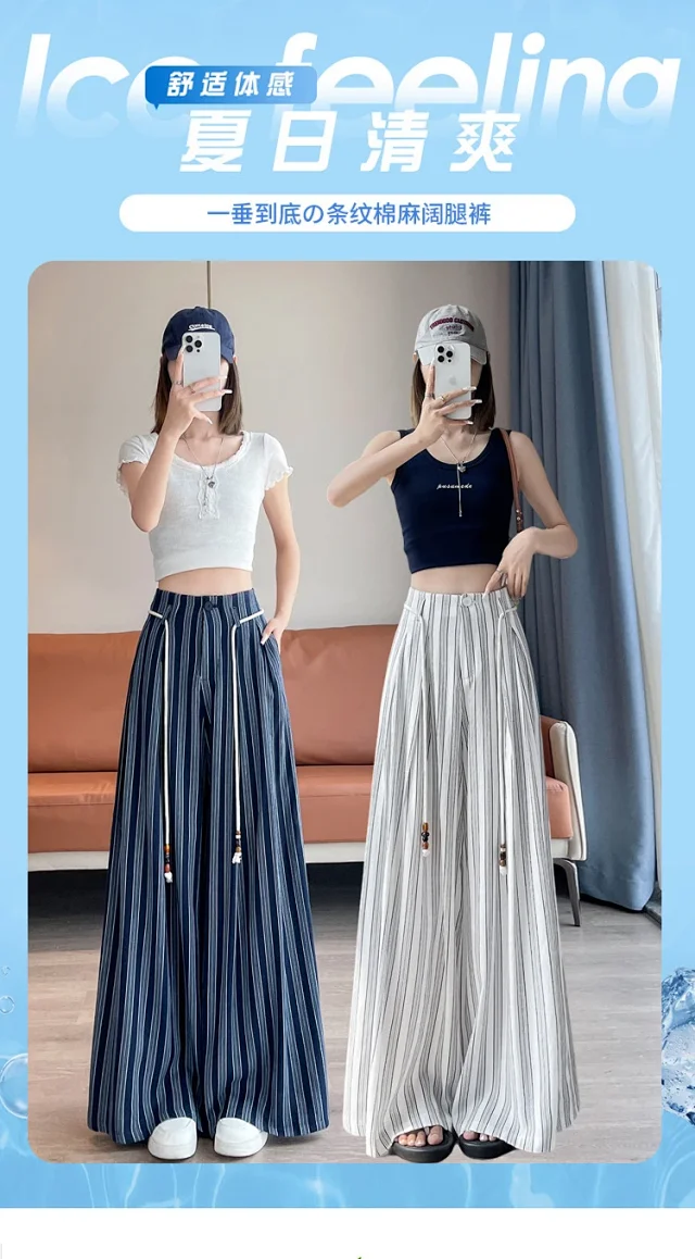 Linen Yamamoto Wide-leg Pants for Women Detail