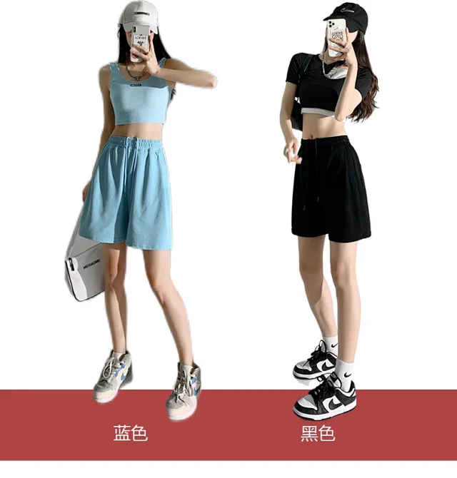 American Retro Wide-leg Casual Shorts Detail