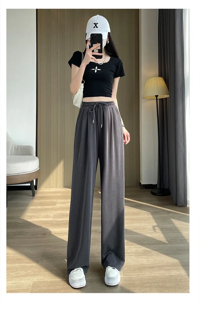 Women's Cupro Wide - Leg Pants 2025 Summer New Detail