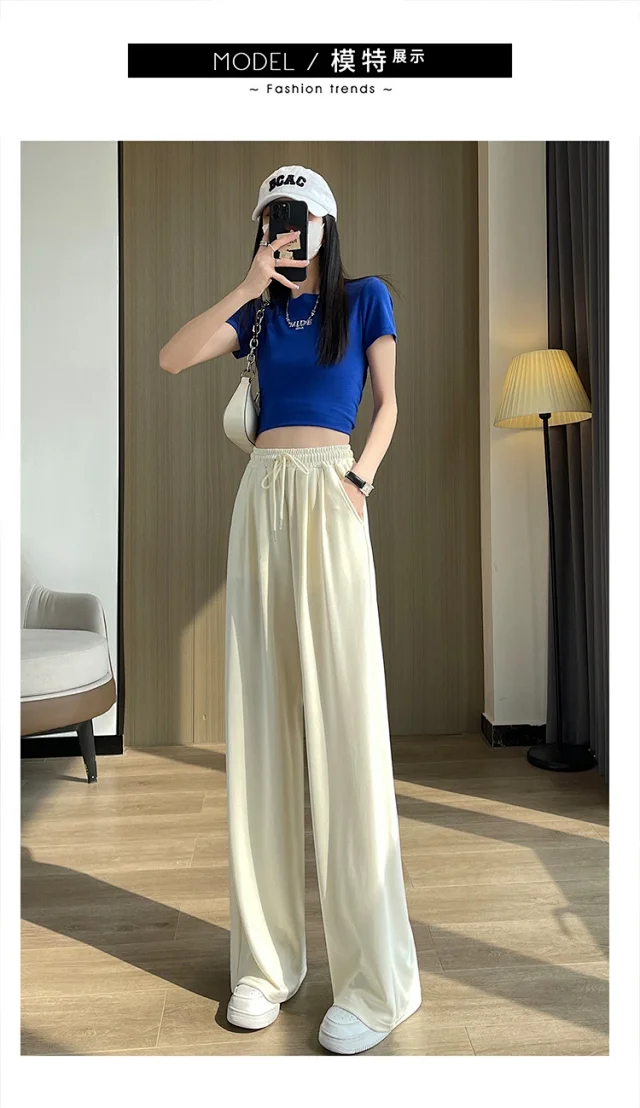 Women's Cupro Wide - Leg Pants 2025 Summer New Detail