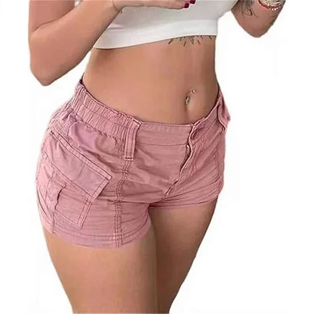 Women's Solid Workwear Denim Shorts Detail