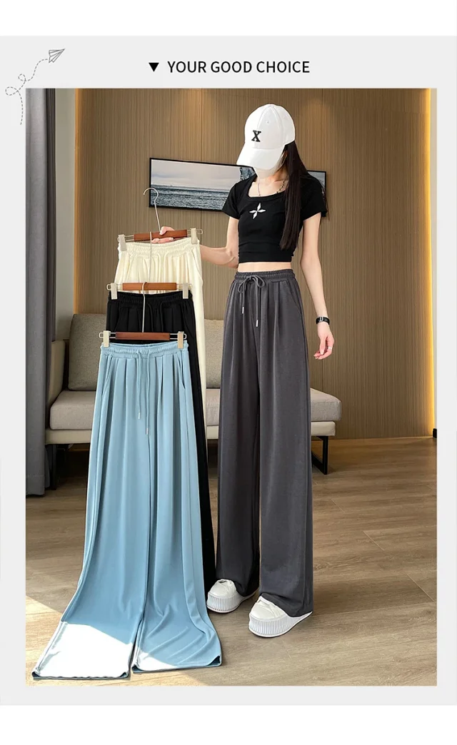 Women's Cupro Wide - Leg Pants 2025 Summer New Detail