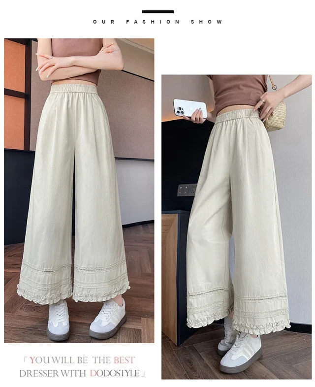 Women's Lace Crochet Wide-Leg Capris 2025 Summer Detail