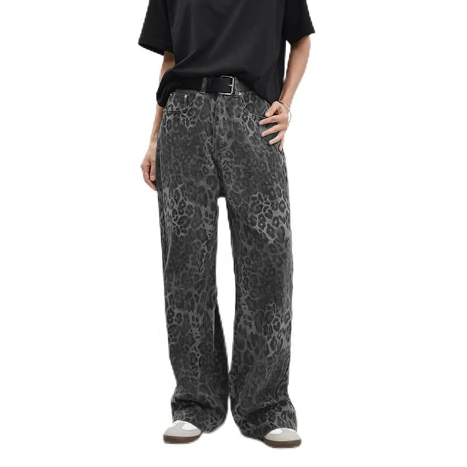 American Retro Leopard Jeans