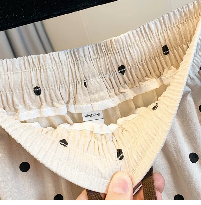 2025 Summer Linen Polka Dot Balloon Pants Detail