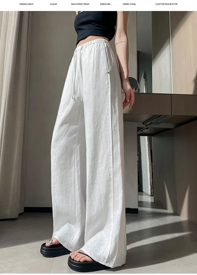 Ladies' Lyocell-Linen Wide-Leg Pants Detail