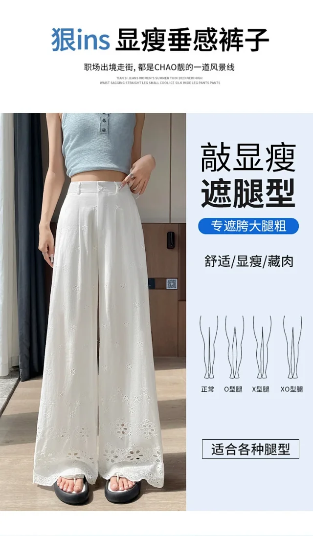 Women's Lace Hollow Wide-Leg Pants 2025 Summer New Detail