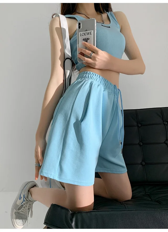 American Retro Wide-leg Casual Shorts Detail