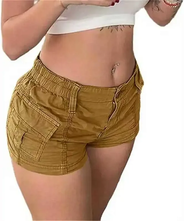 Women's Solid Workwear Denim Shorts Detail