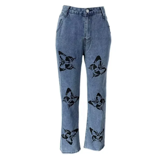 Designer Loose Print Denim Pants Detail
