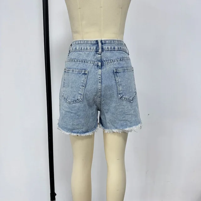 Sexy Fringe Rhinestone Chain Denim Shorts Detail
