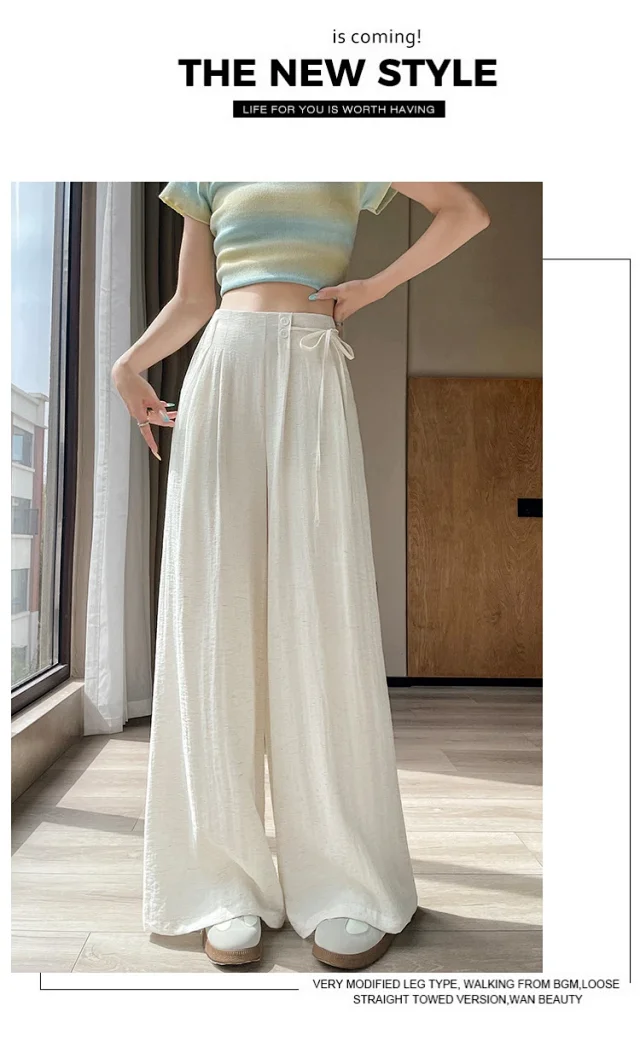 Women's Summer Linen Wide-leg Pants Detail