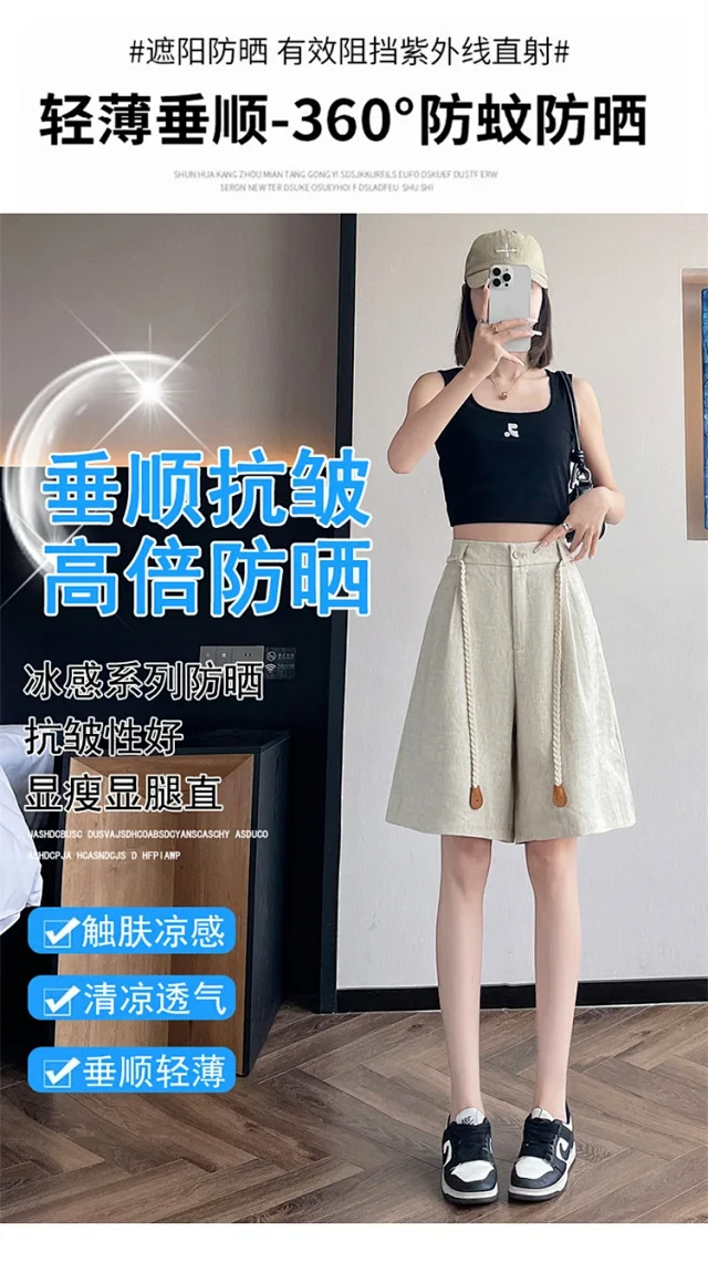 Lyocell Linen Shorts for Women Detail