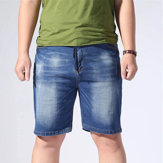 Men's Summer Elastic Waist Denim Shorts (Plus Size) Detail