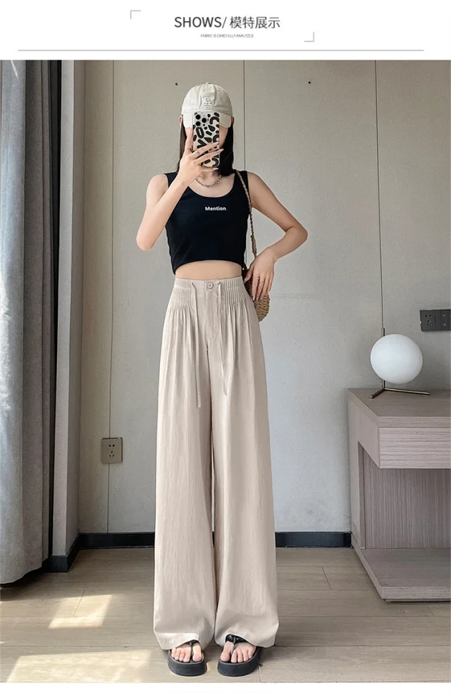 Summer New Tencel Linen Wide-Leg Pants Detail