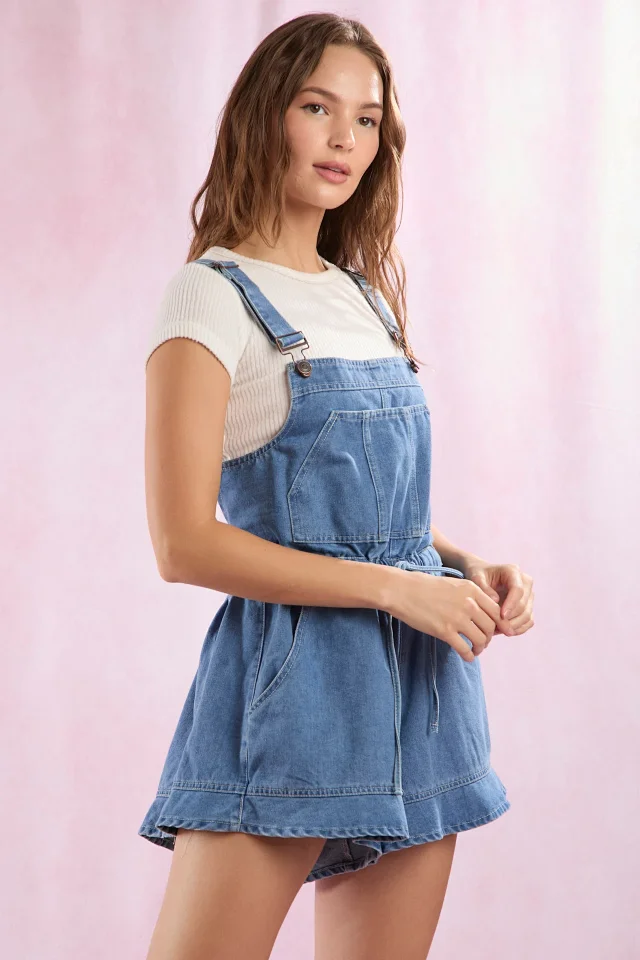 Stylish Loose Denim Overalls for Girls Detail