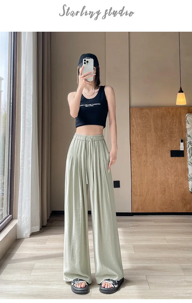 Women's Summer Ice Silk WideLeg Pants Detail