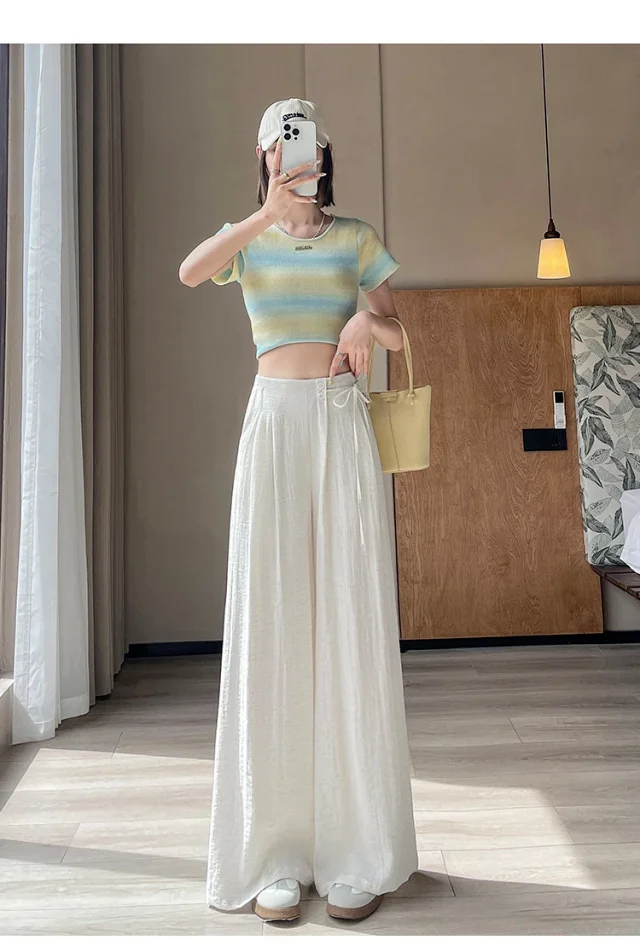 Women's Summer Linen Wide-leg Pants Detail