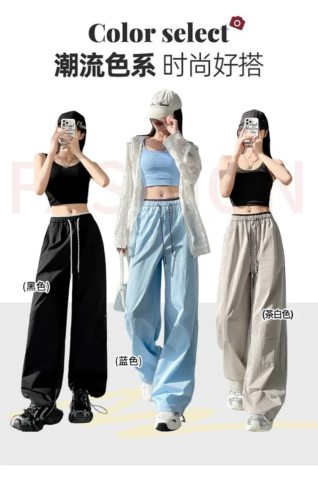 Colorful Dopamine Summer Cargo Pants for Women Detail