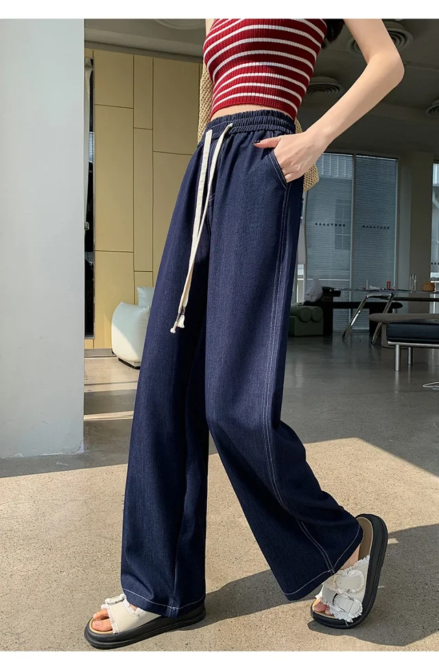 Women's High-Waist Ice Silk & Tencel Jeans 2025 Summer Detail