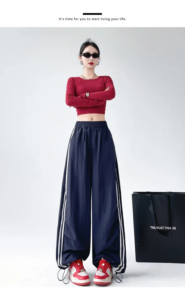 2025 Summer American Striped Cargo Pants for Women Detail
