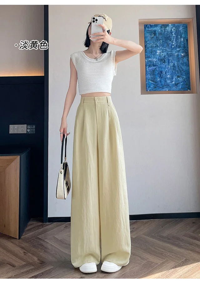 2025 Summer Korean Wide-leg Suit Pants for Women Detail