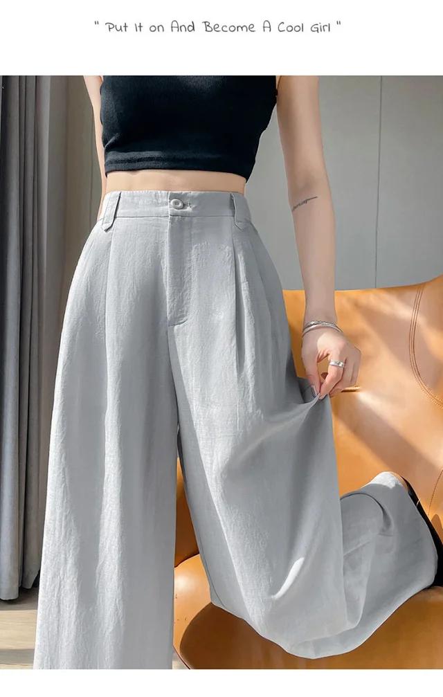 Linen Wide-Leg Pants for Women Detail