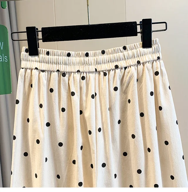 2025 Summer Linen Polka Dot Balloon Pants Detail