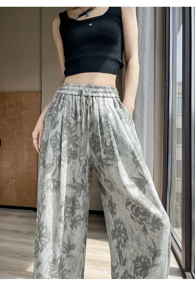French Retro Linen Wide-leg Pants Detail