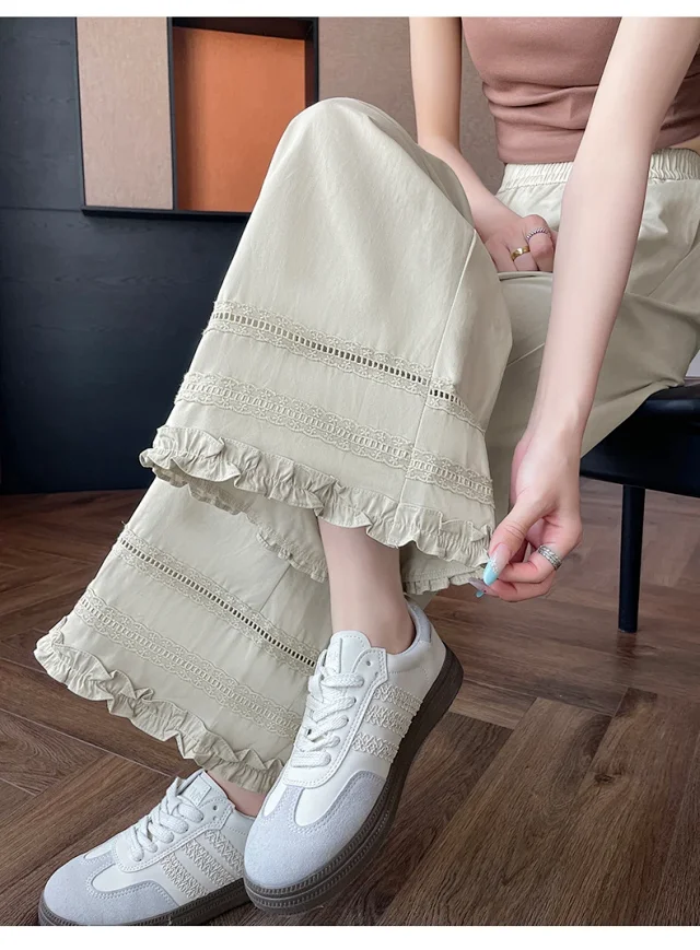 Women's Lace Crochet Wide-Leg Capris 2025 Summer Detail