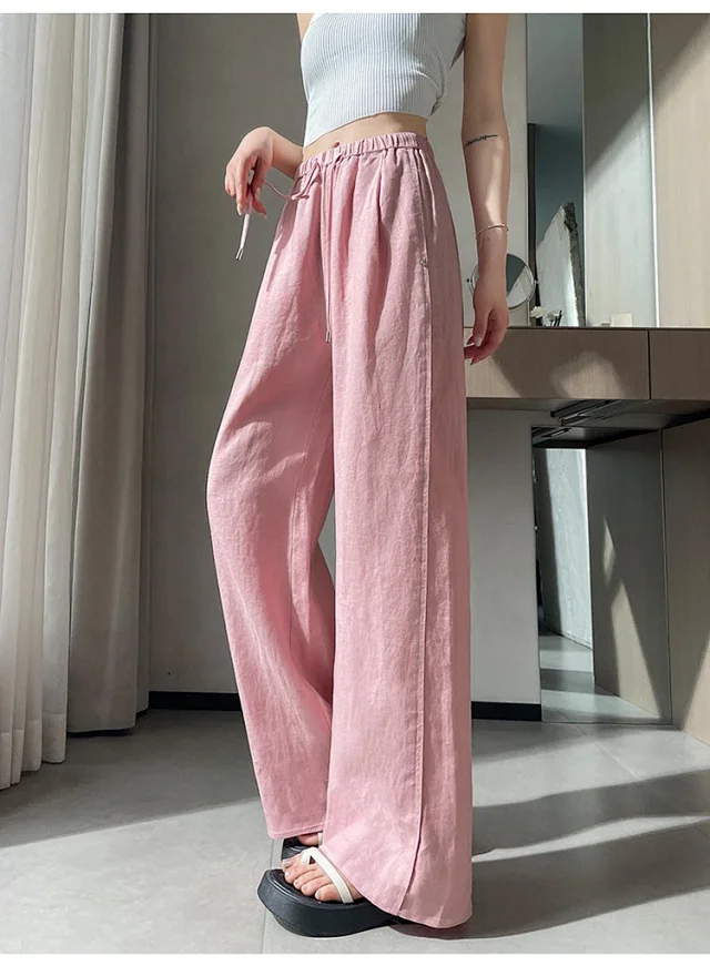 Ladies' Lyocell-Linen Wide-Leg Pants Detail
