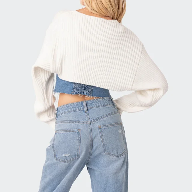Sexy Slim Denim Vest for Women Detail