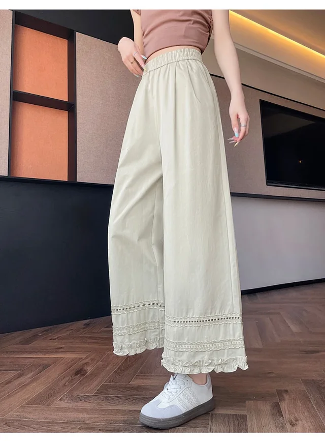 2025 Summer Lace Wide - Leg Capris for Women Detail