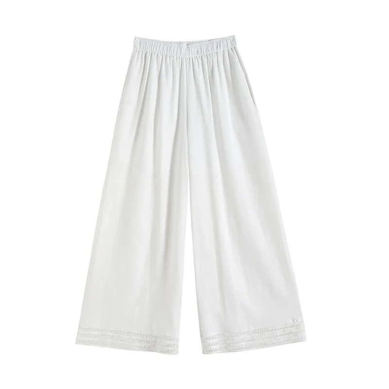 2025 Summer New Wide-leg Pants with Lace Trim