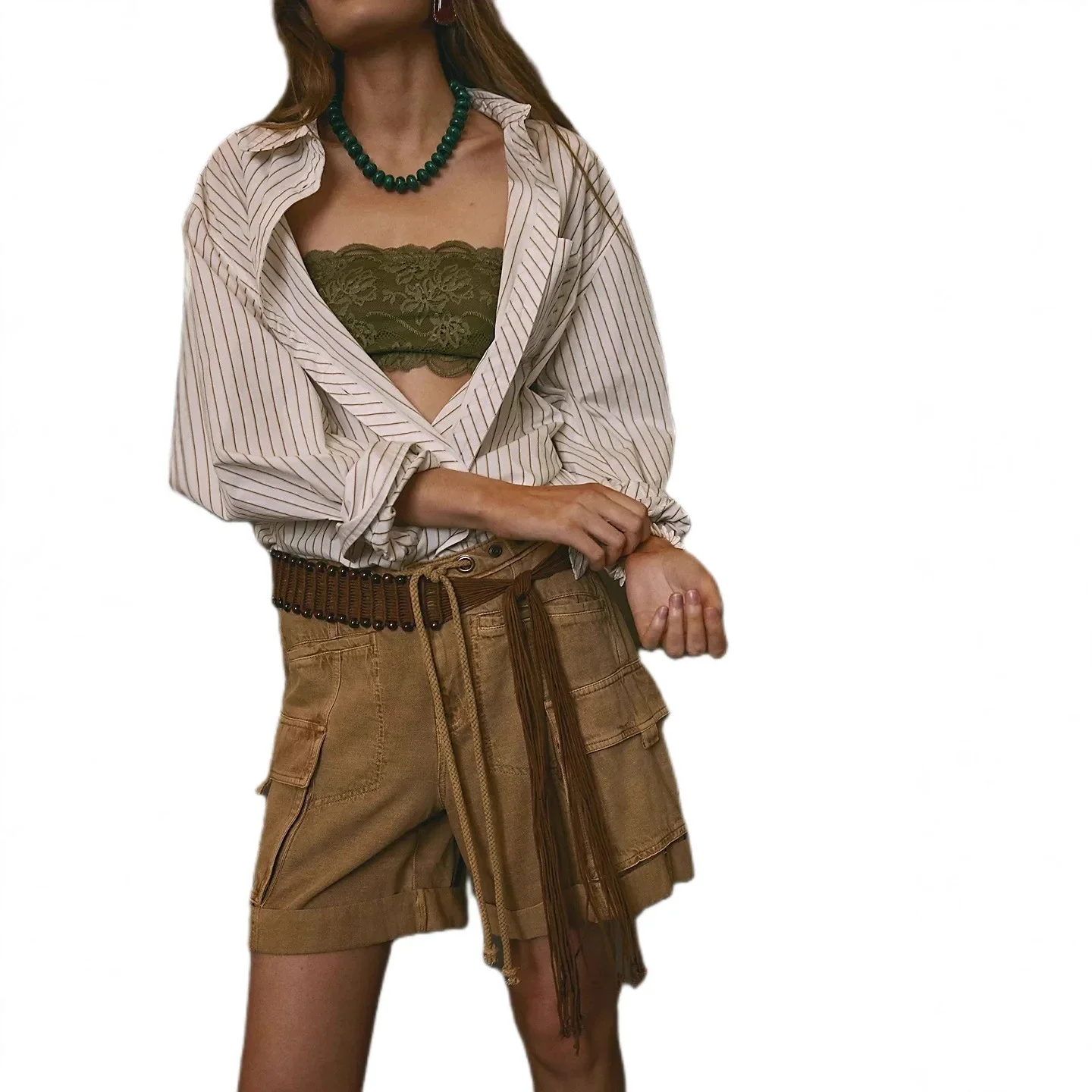 Women's Summer Loose Denim Shorts with Belt