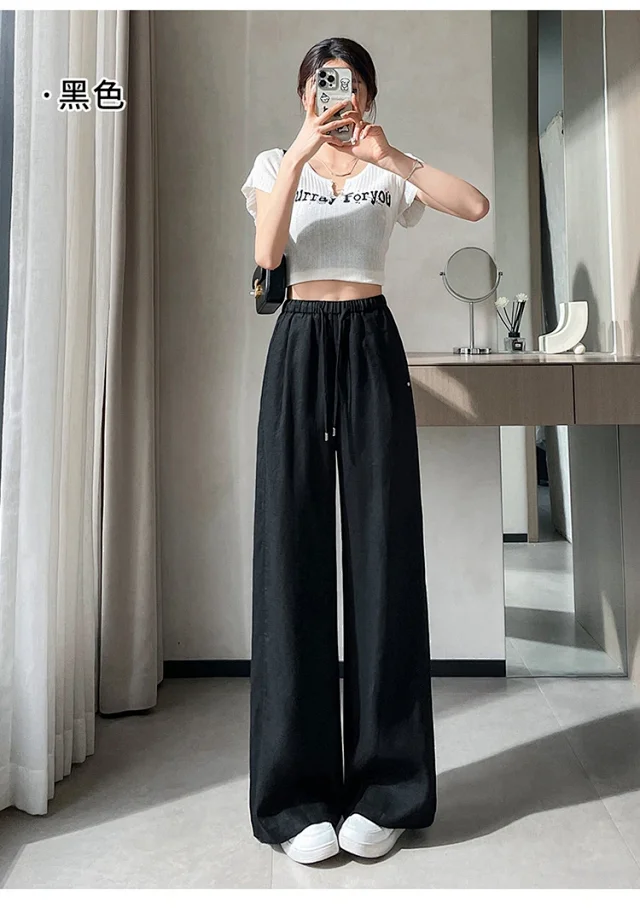 Ladies' Lyocell-Linen Wide-Leg Pants Detail