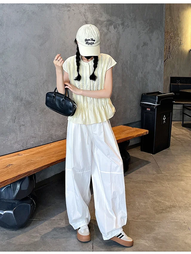 Summer Japanese Style Ice Silk Balloon Pants Detail